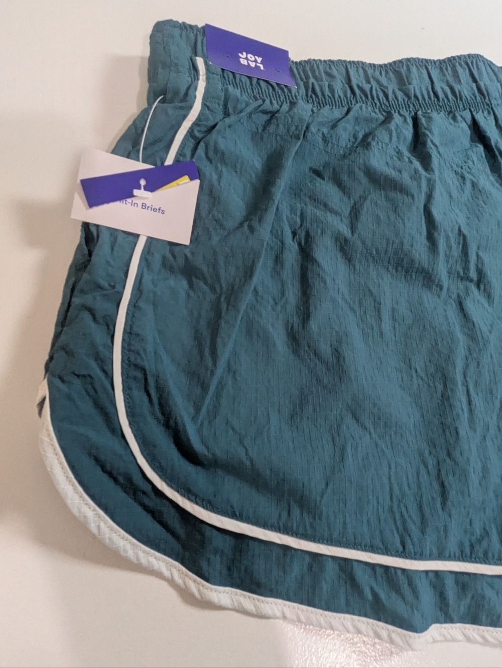 Joy Lab Women's Mid rise Built In Briefs Shorts Teal Stripes Size XL 2" Inseam - Picture 5 of 12